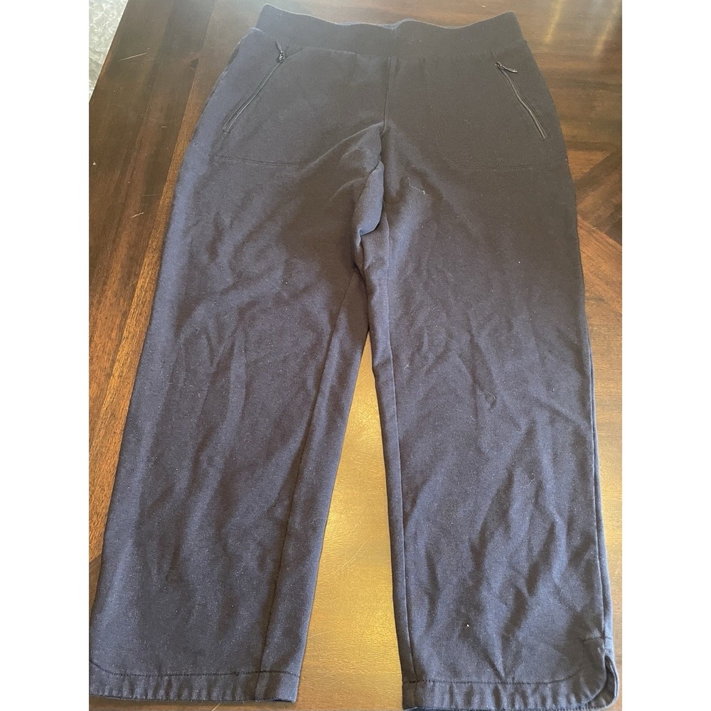 T by Talbots Straight Crop XS Navy Pull on stretch cotton blend